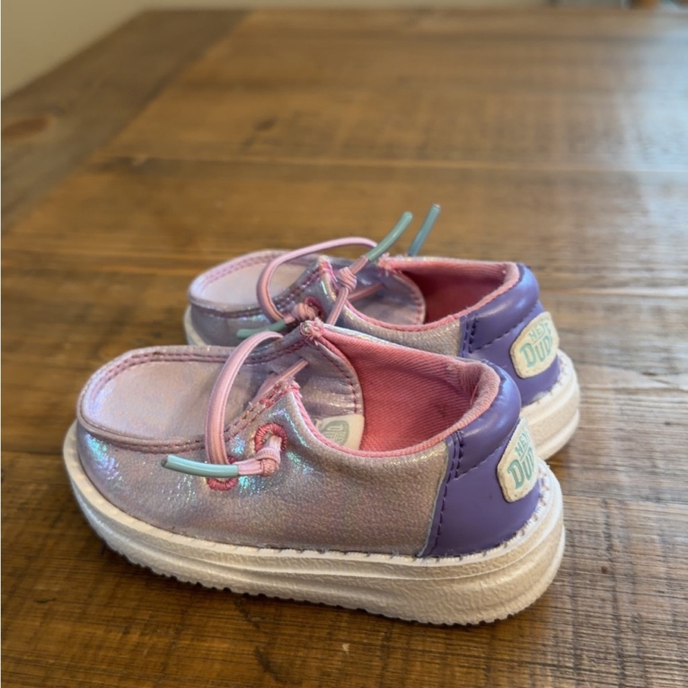 Hey Dude Kids Iridescent Pink and Purple Moccasins